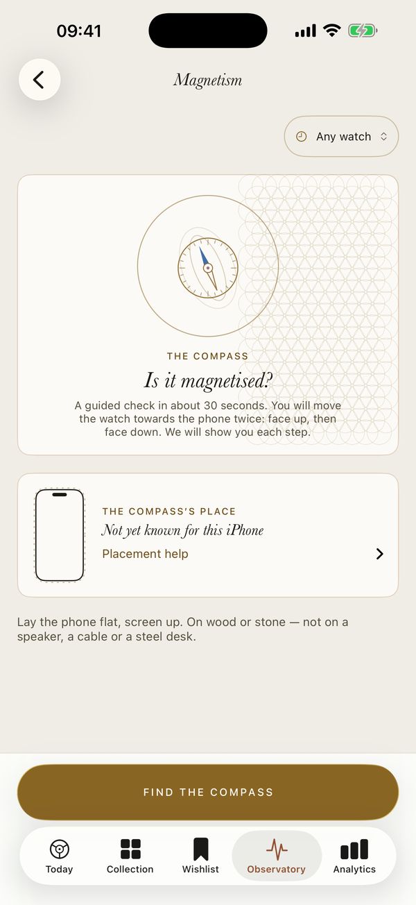 Magnetism: Is it magnetised? A guided check in about thirty seconds, and where the compass sits on this iPhone.
